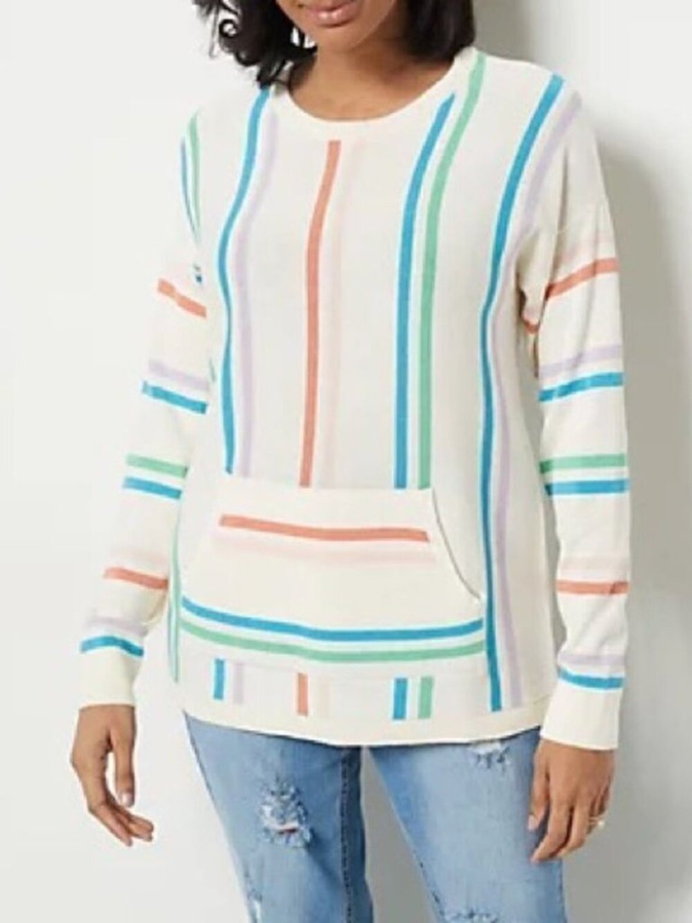 Studio Park x Amy Stran Striped Kangaroo Pocket Sweater